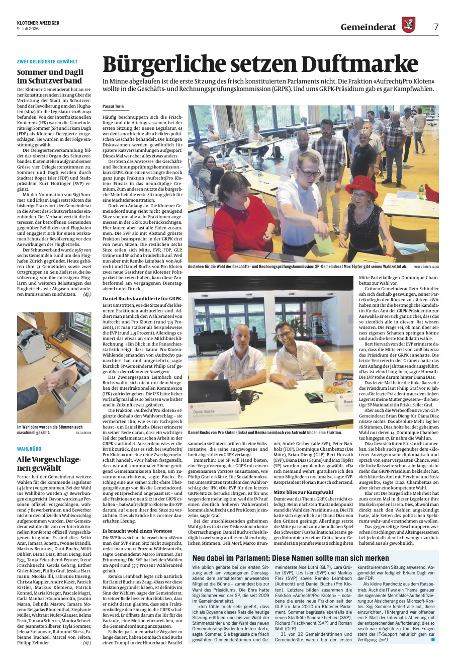 Klotener Anzeiger: «Bürgerliche setzen Duftmarke»